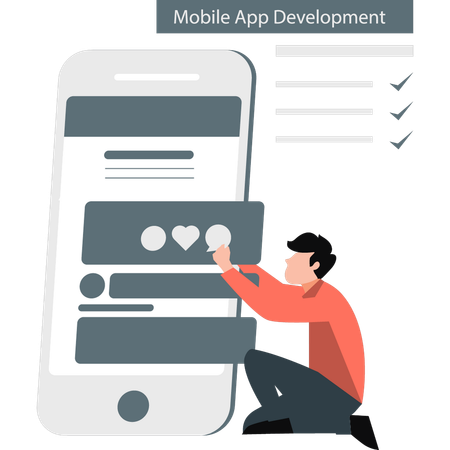 Boy analysis mobile app development  Illustration