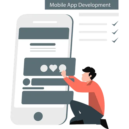 Boy analysis mobile app development  Illustration