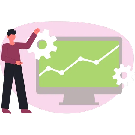 Boy analyze business graph  Illustration