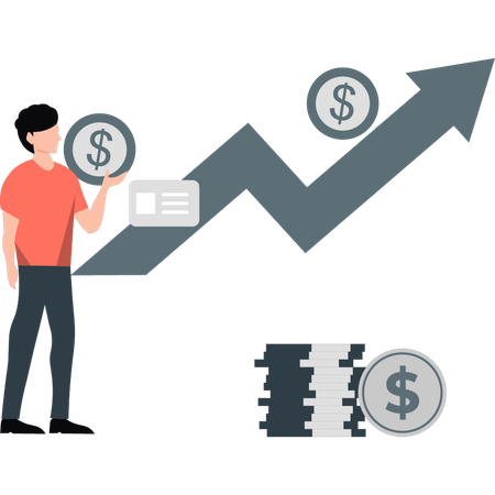 Boy analyzing  financial growth  Illustration