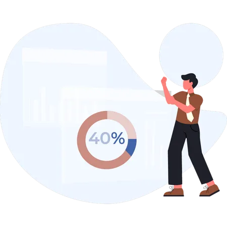 Boy analyzing growth data  Illustration