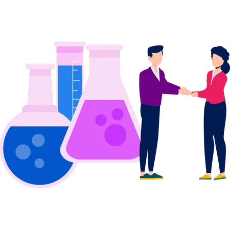 Boy and a girl are dealing for chemicals  Illustration