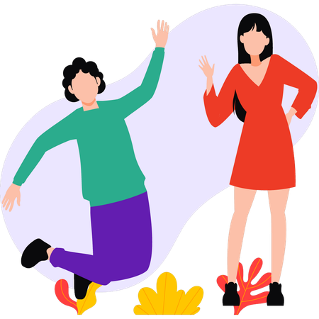 Boy and girl are dancing  Illustration