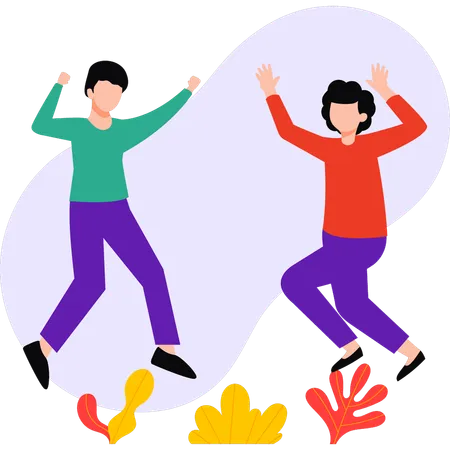 Boy and girl are dancing  Illustration