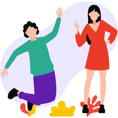 Boy and girl are dancing  Illustration