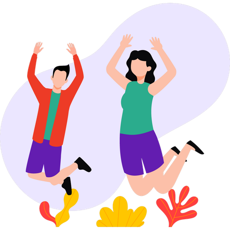 Boy and girl are dancing  Illustration