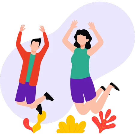 Boy and girl are dancing  Illustration