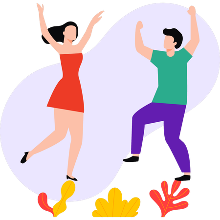 Boy and girl are dancing  Illustration