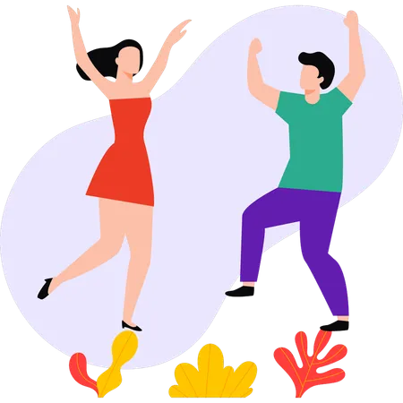 Boy and girl are dancing  Illustration