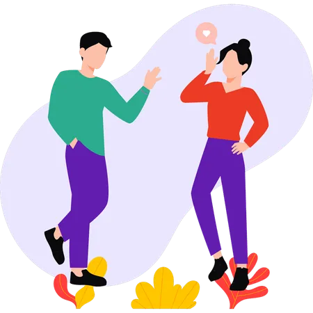 Boy and girl are dancing  Illustration