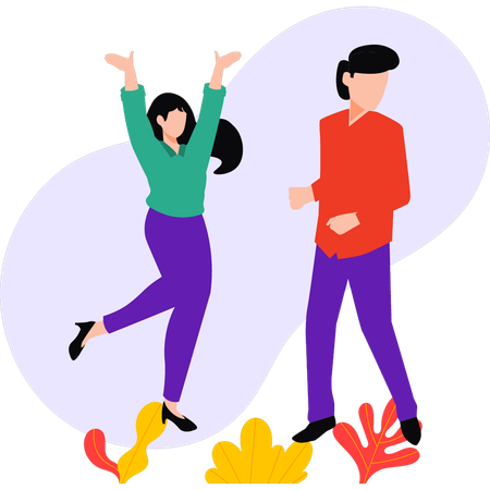 Boy and girl are dancing  Illustration