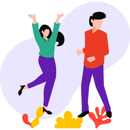 Boy and girl are dancing  Illustration