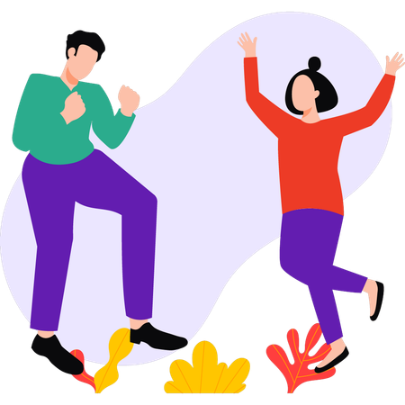 Boy and girl are dancing  Illustration