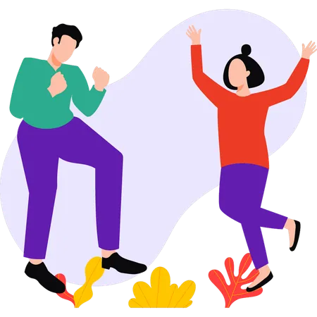 Boy and girl are dancing  Illustration