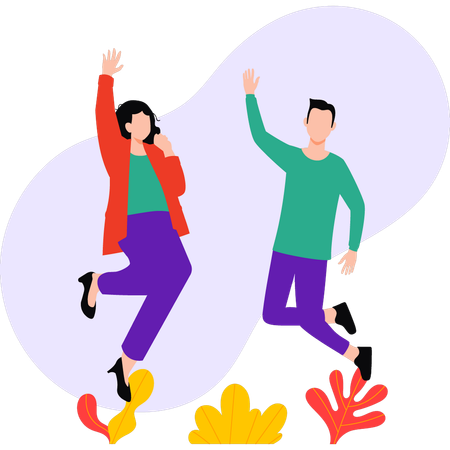 Boy and girl are dancing  Illustration