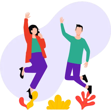 Boy and girl are dancing  Illustration