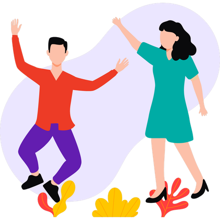 Boy and girl are dancing  Illustration