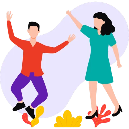 Boy and girl are dancing  Illustration