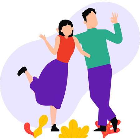 Boy and girl are dancing  Illustration