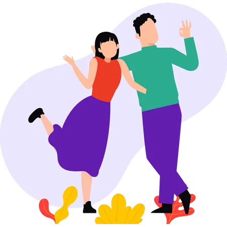 Boy and girl are dancing  Illustration