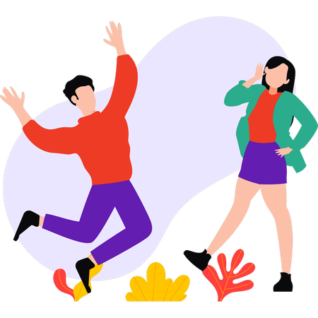 Boy and girl are dancing  Illustration