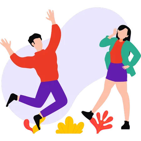 Boy and girl are dancing  Illustration