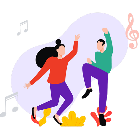 Boy and girl are dancing  Illustration