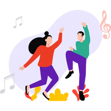 Boy and girl are dancing  Illustration