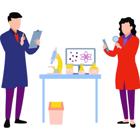 A Boy And A Girl Are Experimenting Illustration