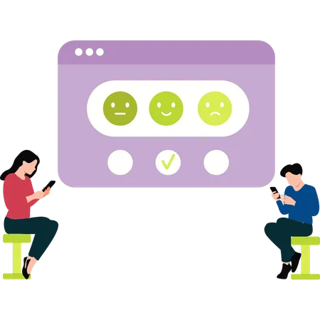 Boy and girl are giving feedback emojis  Illustration