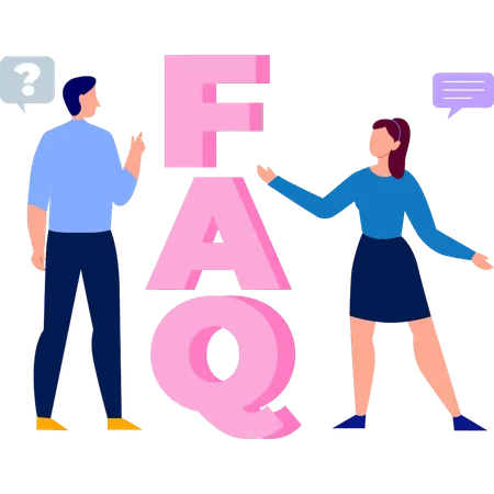 Boy and girl are talking about faq  Illustration