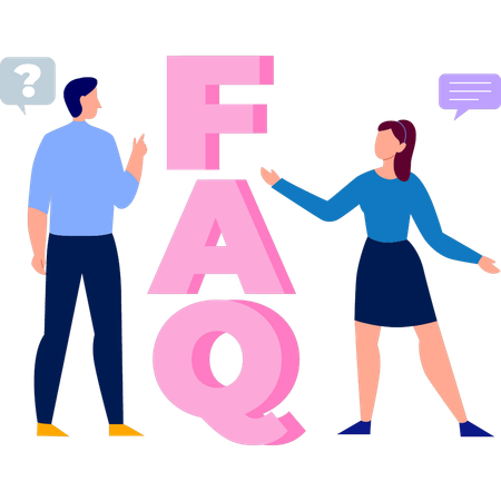 Boy and girl are talking about faq  Illustration