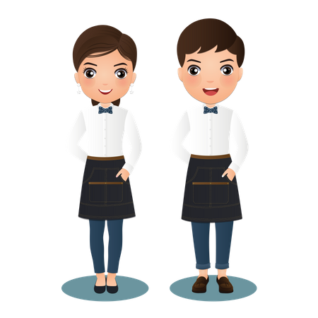 Boy and girl barista  Illustration