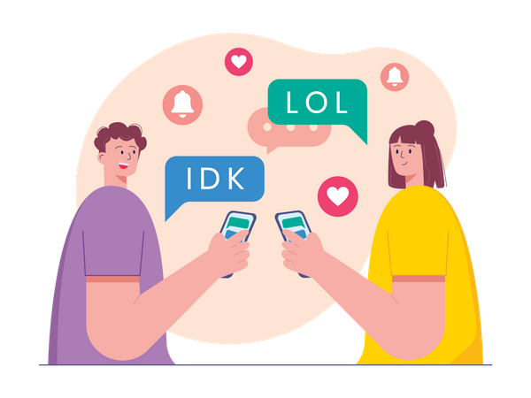 Boy and girl chatting on social media  Illustration