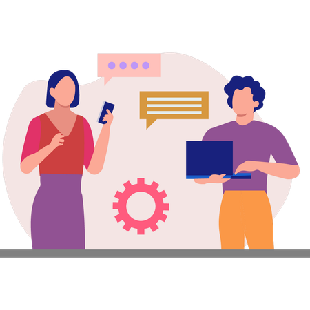 Boy and girl chatting with each other Illustration