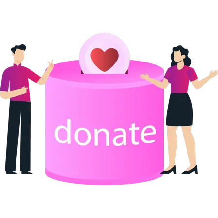 Boy and girl collecting donations  Illustration