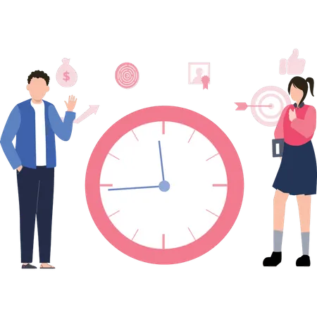 Boy and girl completed their target on time  Illustration