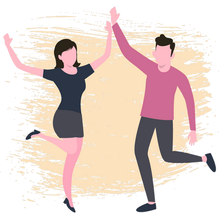 Boy and girl dancing  Illustration