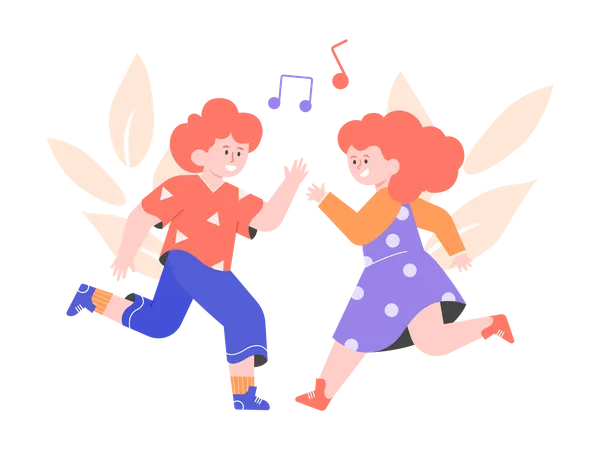 Boy and girl dancing together  Illustration