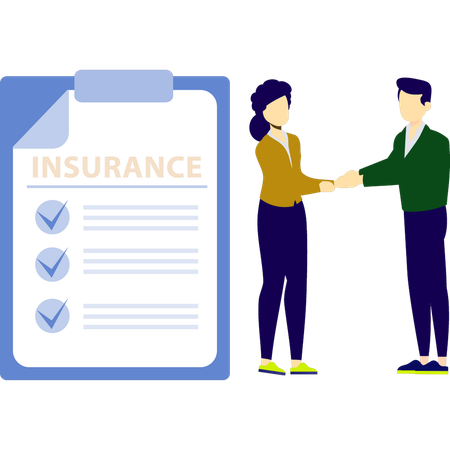 Boy and girl discuss about insurance checklist  Illustration