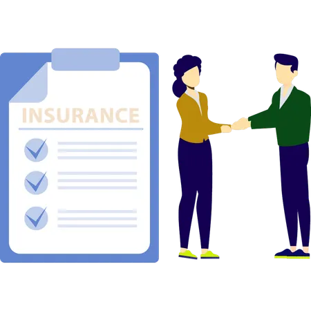 Boy and girl discuss about insurance checklist  Illustration