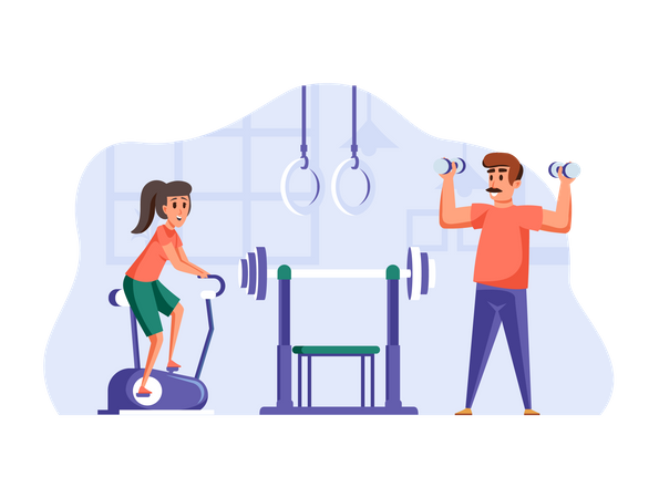 Boy and Girl doing Morning workout  Illustration