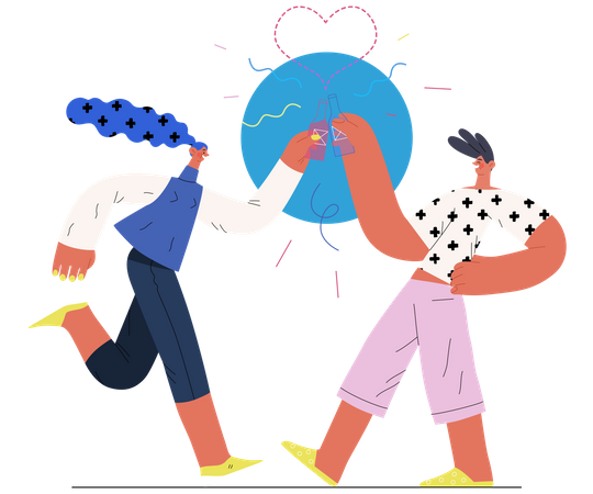 Boy and girl doing party  Illustration