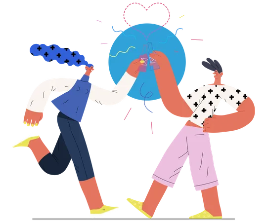 Boy and girl doing party  Illustration