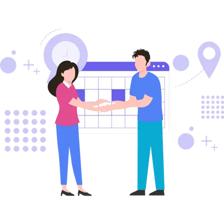 Boy and girl doing schedule planning Illustration
