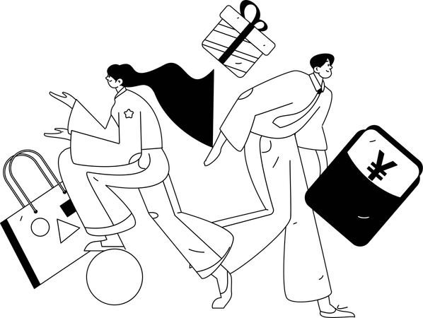 Boy and girl doing shopping  Illustration