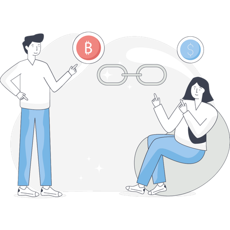 Boy And Girl Farsighted Blockchain  Illustration
