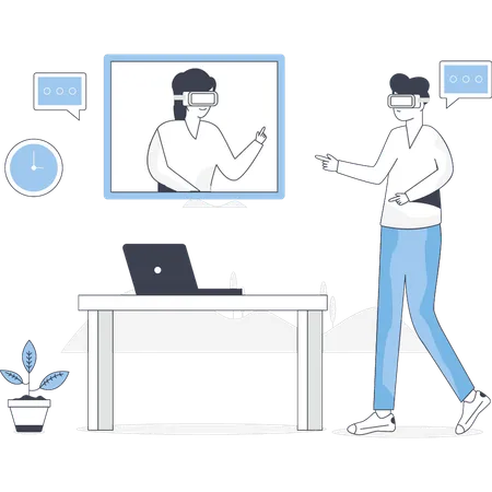 Boy and girl get business task via internet  Illustration