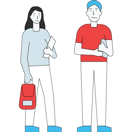 Boy and girl going to college Illustration
