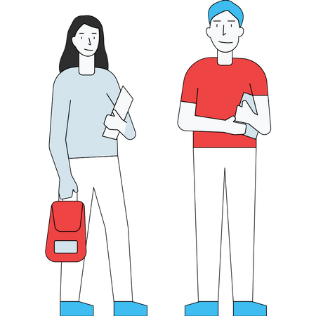 Boy and girl going to college  Illustration
